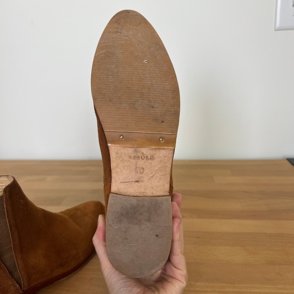 Nisolo Dari Suede Chelsea Boots Brown Leather Sole Ankle Booties Made in Peru - Picture 10 of 11